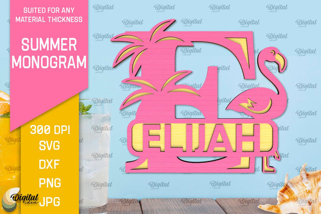 Letter E Summer Monogram Laser Cut. Summer Decor SVG SVG Evgenyia Guschina 