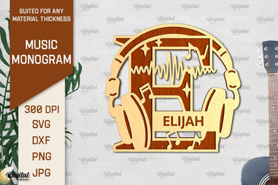 Letter E SVG. Music Monogram Laser Cut. Music Decor SVG SVG Evgenyia Guschina 