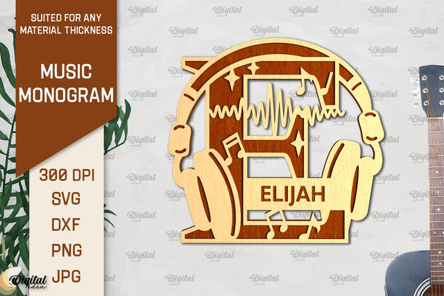 Letter E SVG. Music Monogram Laser Cut. Music Decor SVG SVG Evgenyia Guschina 