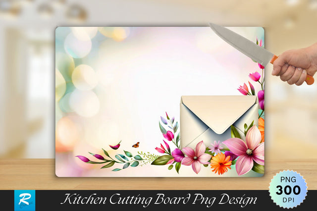 Letter envelope With Floral Background Cutting Board Sublimation Regulrcrative 