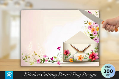 Letter envelope With Floral Background Cutting Board Sublimation Regulrcrative 