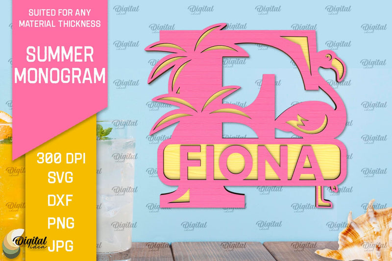 Letter F Summer Monogram Laser Cut. Summer Decor SVG SVG Evgenyia Guschina 