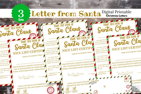 Letter from Santa Claus & Nice List Certificate | Christmas Printable Digital Pattern Fine Purple Elephant Creations 