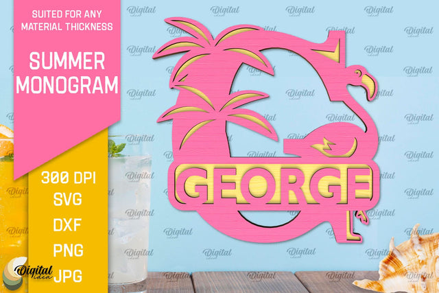Letter G Summer Monogram Laser Cut. Summer Decor SVG SVG Evgenyia Guschina 