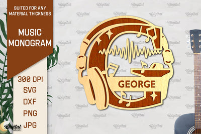 Letter G SVG. Music Monogram Laser Cut. Music Decor SVG SVG Evgenyia Guschina 
