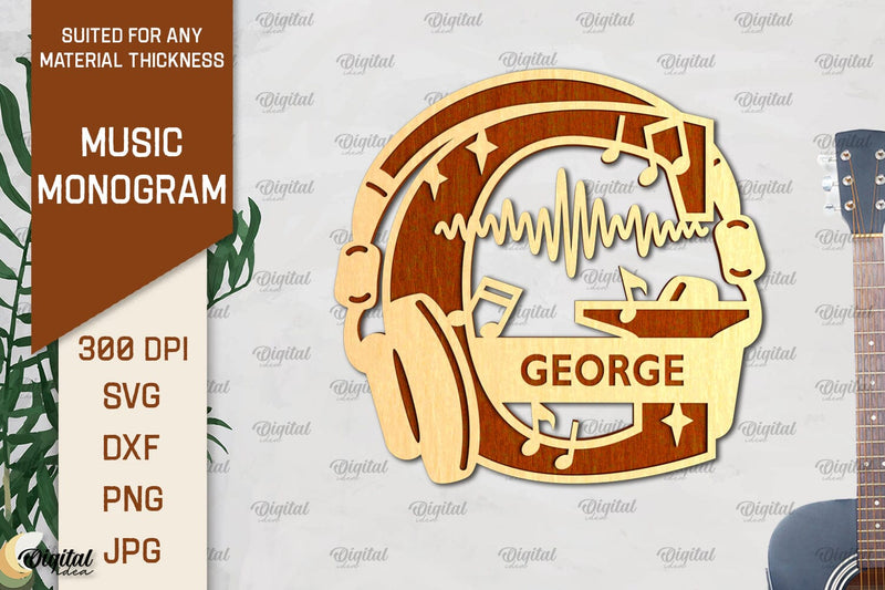 Letter G SVG. Music Monogram Laser Cut. Music Decor SVG SVG Evgenyia Guschina 