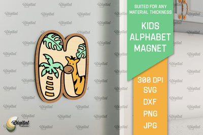 Letter H. Kids Alphabet Magnet Laser Cut. 3D Letter SVG SVG Evgenyia Guschina 