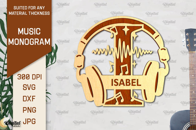 Letter I SVG. Music Monogram Laser Cut. Music Decor SVG SVG Evgenyia Guschina 