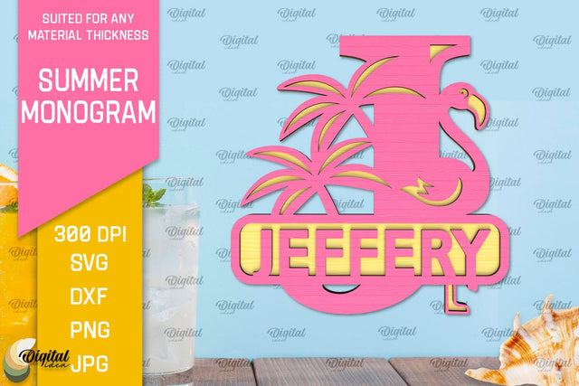 Letter J Summer Monogram Laser Cut. Summer Decor SVG SVG Evgenyia Guschina 