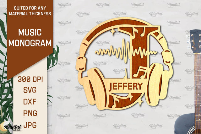 Letter J SVG. Music Monogram Laser Cut. Music Decor SVG SVG Evgenyia Guschina 