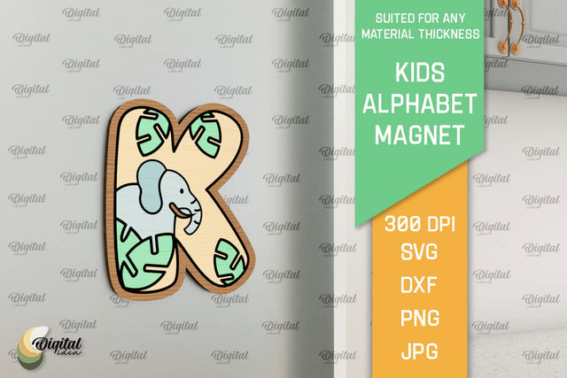 Letter K. Kids Alphabet Magnet Laser Cut. 3D Letter SVG SVG Evgenyia Guschina 