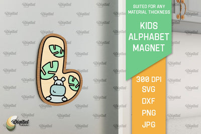 Letter L. Kids Alphabet Magnet Laser Cut. 3D Letter SVG SVG Evgenyia Guschina 