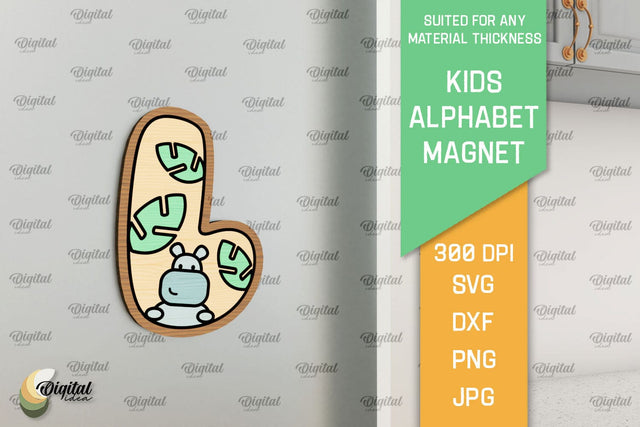 Letter L. Kids Alphabet Magnet Laser Cut. 3D Letter SVG SVG Evgenyia Guschina 