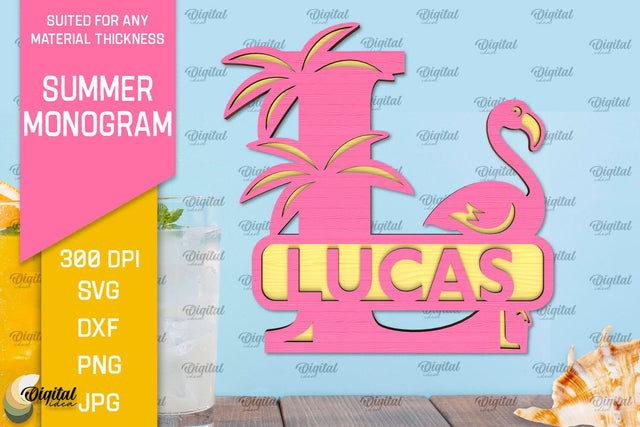 Letter L Summer Monogram Laser Cut. Summer Decor SVG SVG Evgenyia Guschina 
