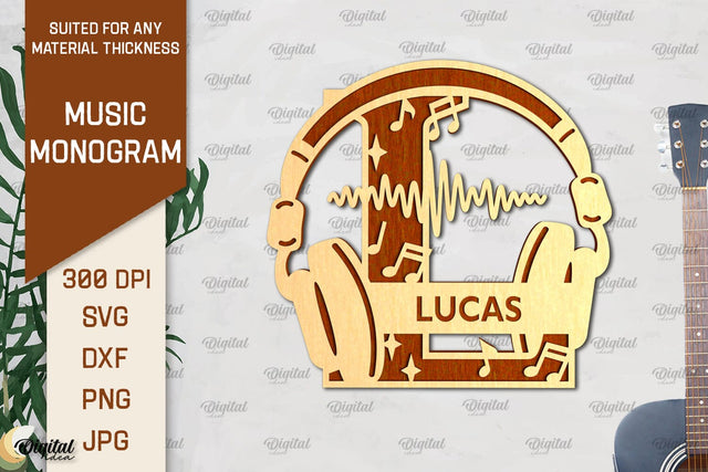 Letter L SVG. Music Monogram Laser Cut. Music Decor SVG SVG Evgenyia Guschina 