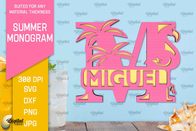 Letter M Summer Monogram Laser Cut. Summer Decor SVG SVG Evgenyia Guschina 