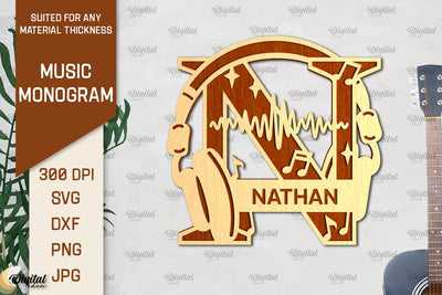 Letter N SVG. Music Monogram Laser Cut. Music Decor SVG SVG Evgenyia Guschina 