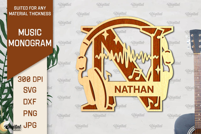 Letter N SVG. Music Monogram Laser Cut. Music Decor SVG SVG Evgenyia Guschina 