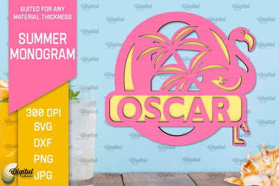 Letter O Summer Monogram Laser Cut. Summer Decor SVG SVG Evgenyia Guschina 
