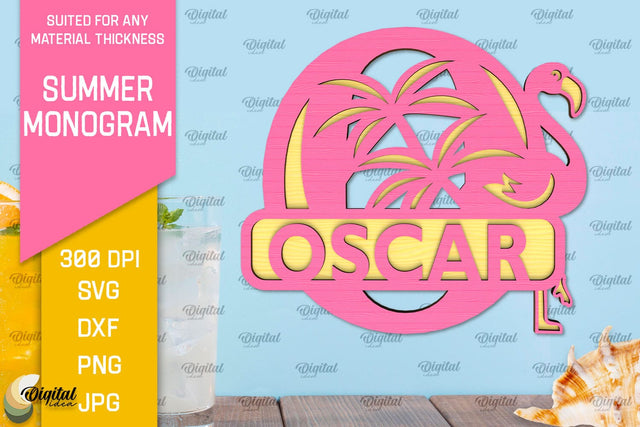 Letter O Summer Monogram Laser Cut. Summer Decor SVG SVG Evgenyia Guschina 