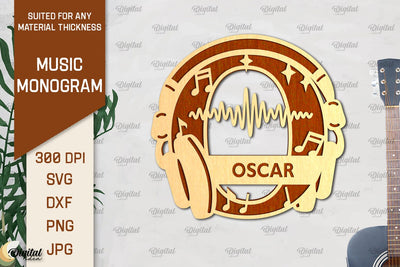 Letter O SVG. Music Monogram Laser Cut. Music Decor SVG SVG Evgenyia Guschina 
