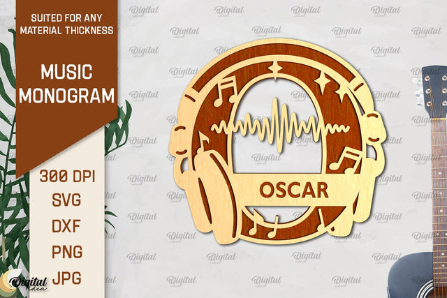 Letter O SVG. Music Monogram Laser Cut. Music Decor SVG SVG Evgenyia Guschina 