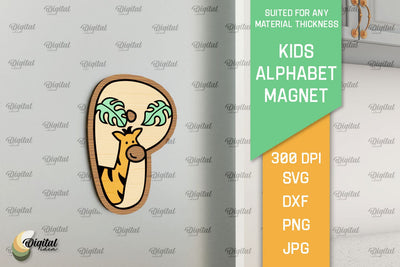 Letter P. Kids Alphabet Magnet Laser Cut. 3D Letter SVG SVG Evgenyia Guschina 