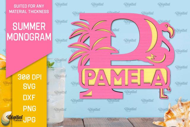 Letter P Summer Monogram Laser Cut. Summer Decor SVG SVG Evgenyia Guschina 