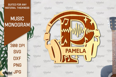 Letter P SVG. Music Monogram Laser Cut. Music Decor SVG SVG Evgenyia Guschina 