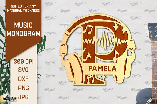 Letter P SVG. Music Monogram Laser Cut. Music Decor SVG SVG Evgenyia Guschina 