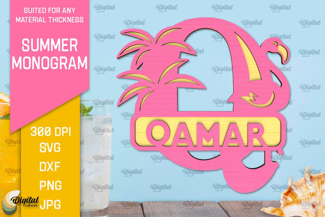 Letter Q Summer Monogram Laser Cut. Summer Decor SVG SVG Evgenyia Guschina 