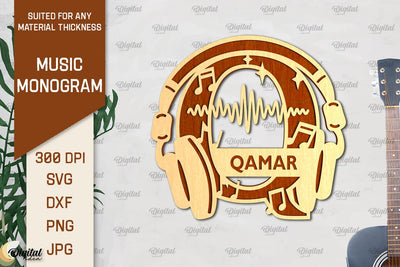 Letter Q SVG. Music Monogram Laser Cut. Music Decor SVG SVG Evgenyia Guschina 