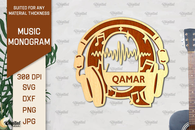 Letter Q SVG. Music Monogram Laser Cut. Music Decor SVG SVG Evgenyia Guschina 