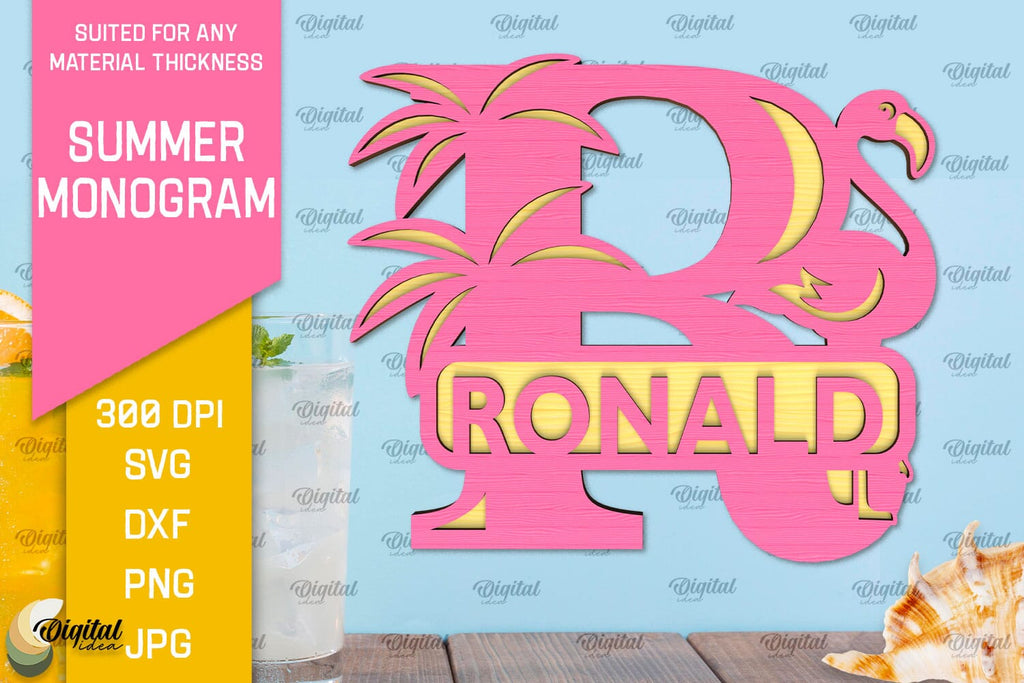 Letter R Summer Monogram Laser Cut. Summer Decor SVG - So Fontsy
