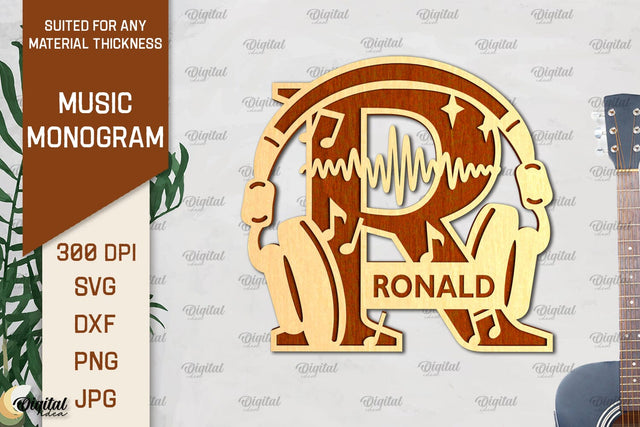 Letter R SVG. Music Monogram Laser Cut. Music Decor SVG SVG Evgenyia Guschina 