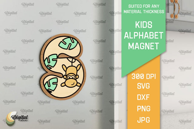 Letter S. Kids Alphabet Magnet Laser Cut. 3D Letter SVG SVG Evgenyia Guschina 