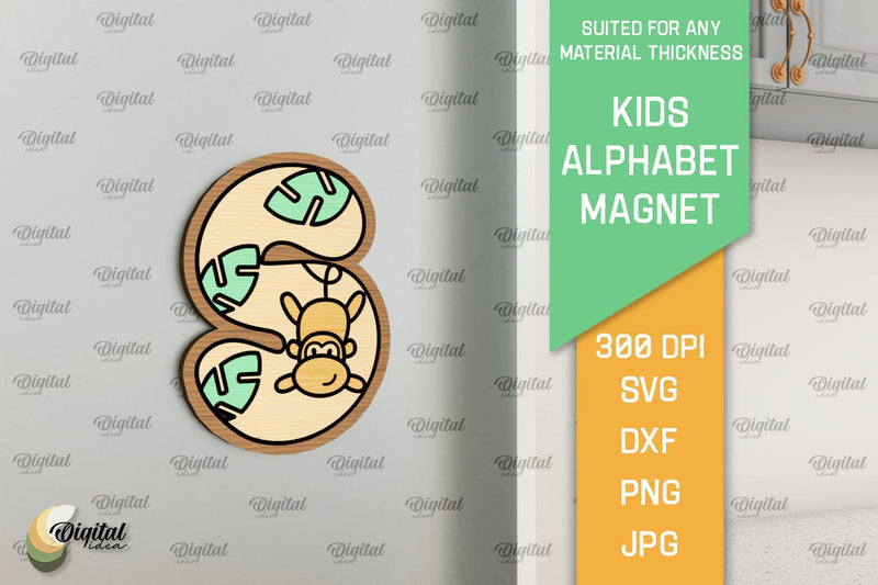 Letter S. Kids Alphabet Magnet Laser Cut. 3D Letter SVG SVG Evgenyia Guschina 