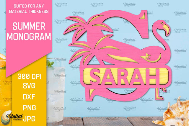 Letter S Summer Monogram Laser Cut. Summer Decor SVG SVG Evgenyia Guschina 