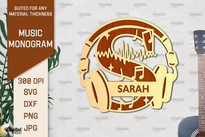 Letter S SVG. Music Monogram Laser Cut. Music Decor SVG SVG Evgenyia Guschina 
