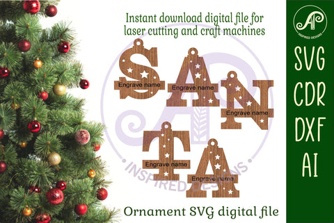 Letter shape Christmas Ornament SVG laser cut SVG APInspireddesigns 