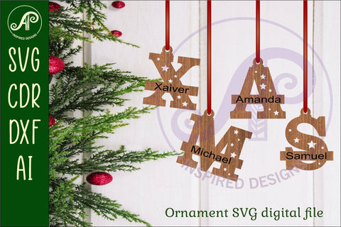 Letter shape Christmas Ornament SVG laser cut SVG APInspireddesigns 