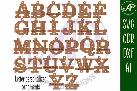 Letter shape Christmas Ornament SVG laser cut SVG APInspireddesigns 