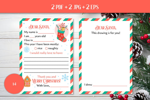 Letter to Santa Printable | Dear Santa Letter PDF | Cute Christmas Wish List Template Design for Kids | Instant Digital Download | Wishlist Sublimation AnnaViolet_store 