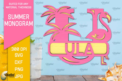 Letter U Summer Monogram Laser Cut. Summer Decor SVG SVG Evgenyia Guschina 