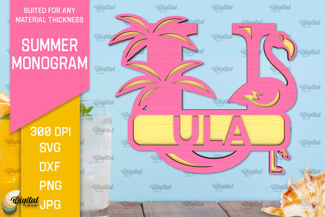 Letter U Summer Monogram Laser Cut. Summer Decor SVG SVG Evgenyia Guschina 