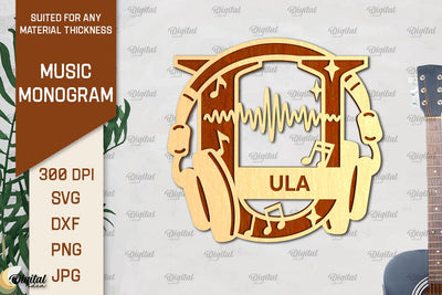 Letter U SVG. Music Monogram Laser Cut. Music Decor SVG SVG Evgenyia Guschina 