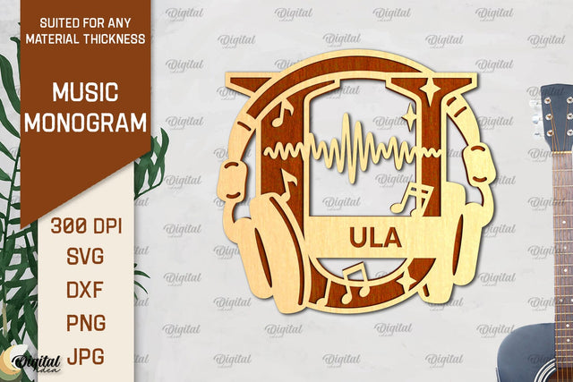 Letter U SVG. Music Monogram Laser Cut. Music Decor SVG SVG Evgenyia Guschina 