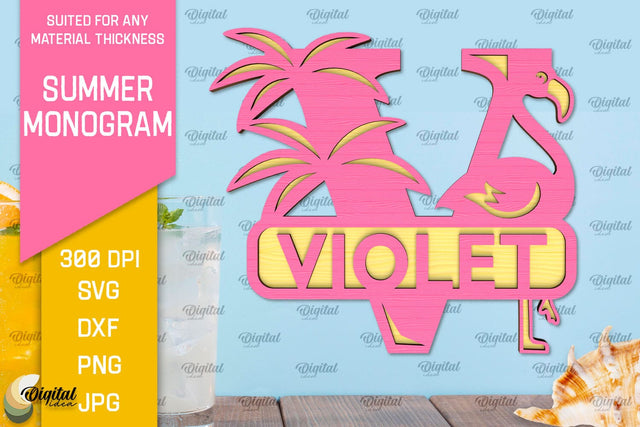 Letter V Summer Monogram Laser Cut. Summer Decor SVG SVG Evgenyia Guschina 