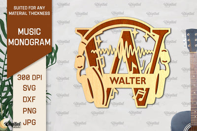 Letter W SVG. Music Monogram Laser Cut. Music Decor SVG SVG Evgenyia Guschina 