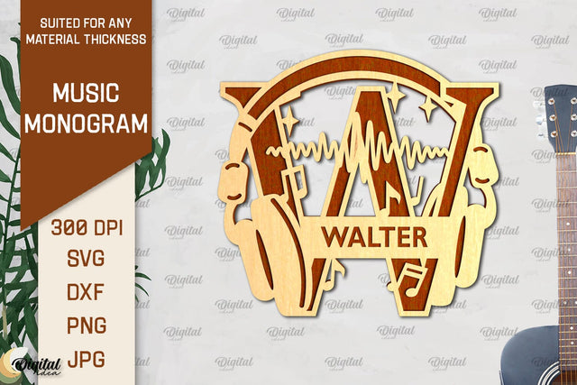 Letter W SVG. Music Monogram Laser Cut. Music Decor SVG SVG Evgenyia Guschina 